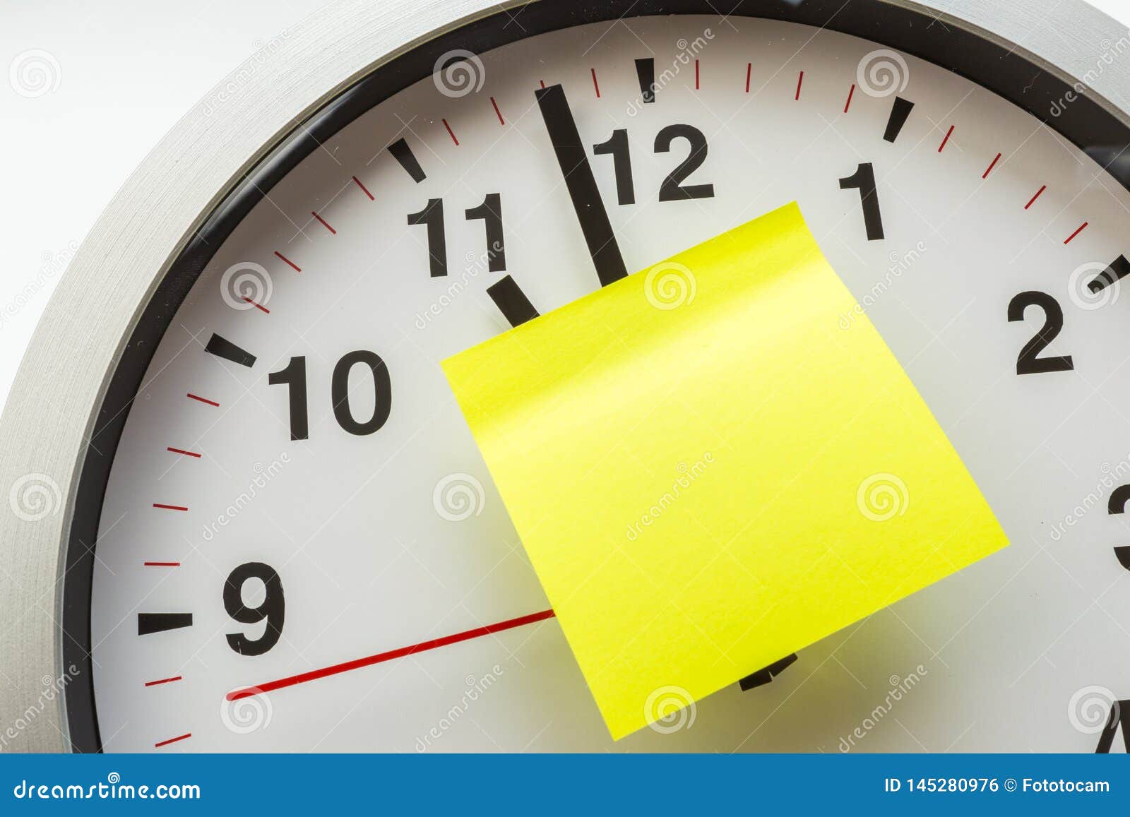 Paper Stick On Clock For Notice Something With White Background Stock ...