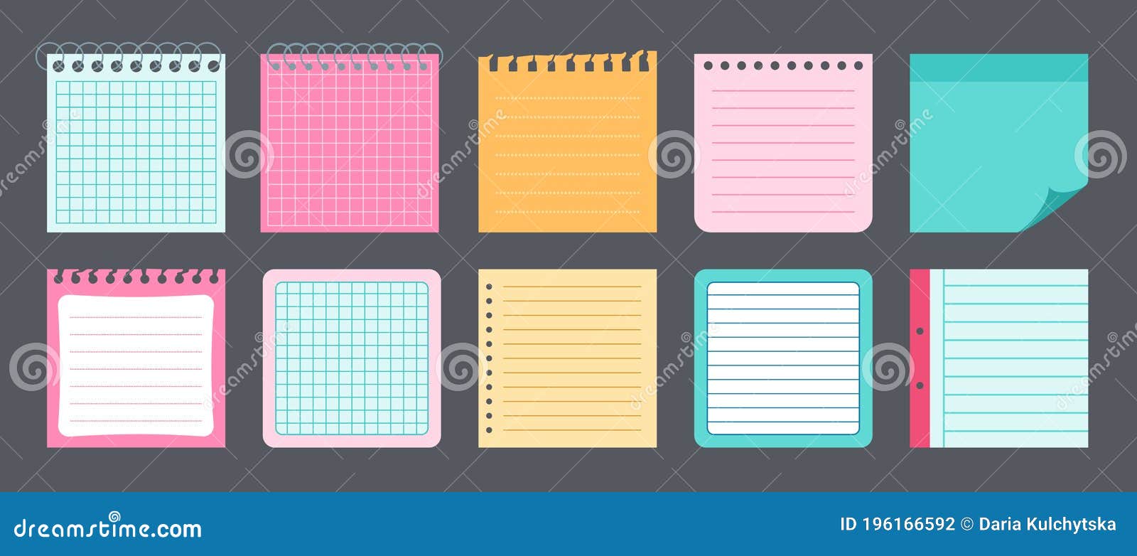 paper sticky note flat set memo messages 