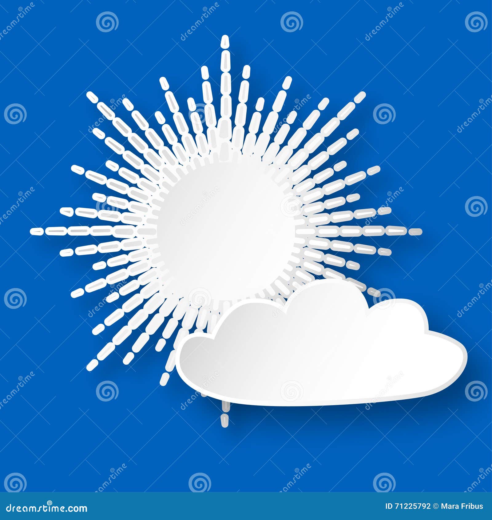 Paper sun on the sky stock vector. Illustration of white 71225792