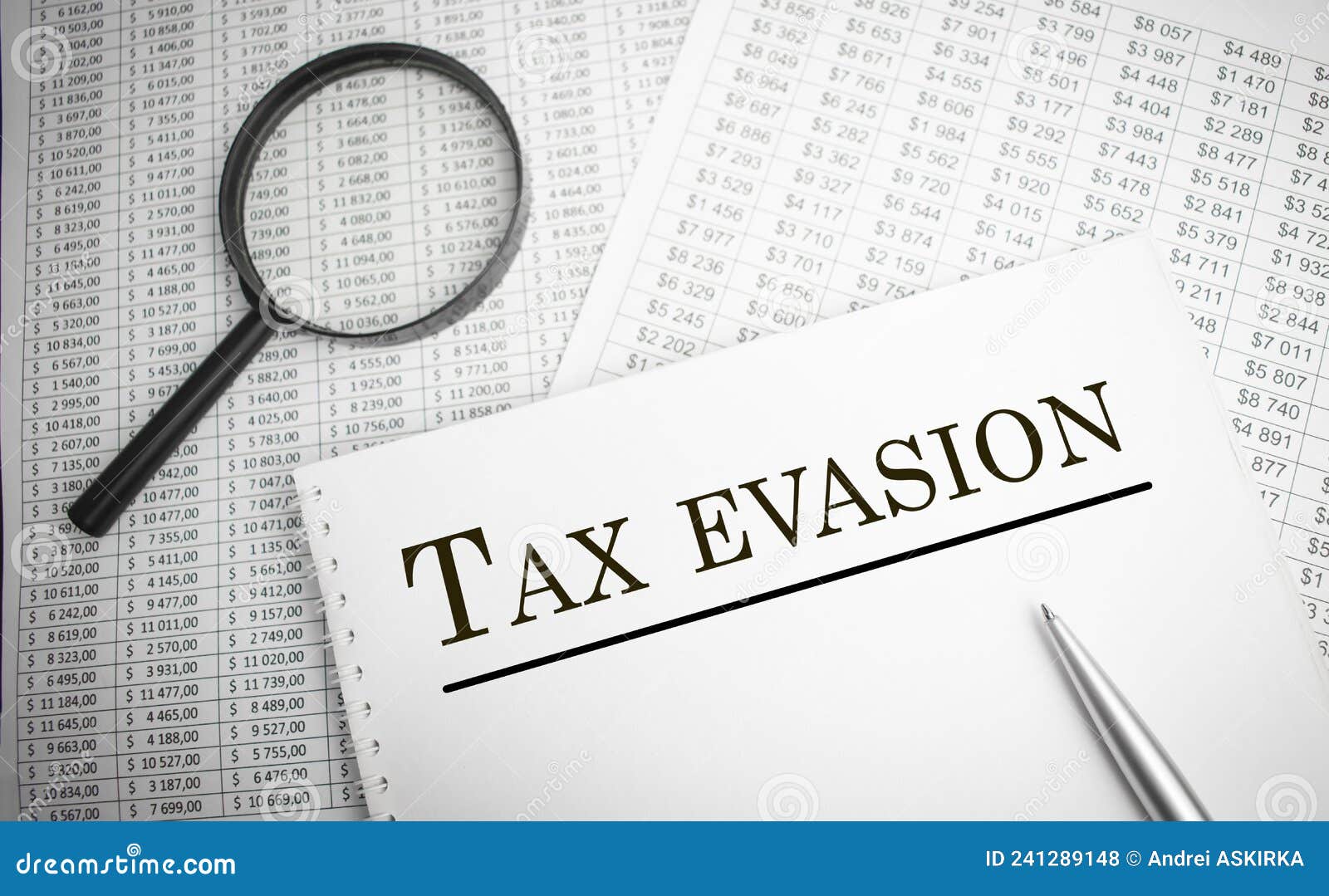 Paper with Tax Evasion on a Table. Tax Concept Stock Photo Image of offshore, money 241289148