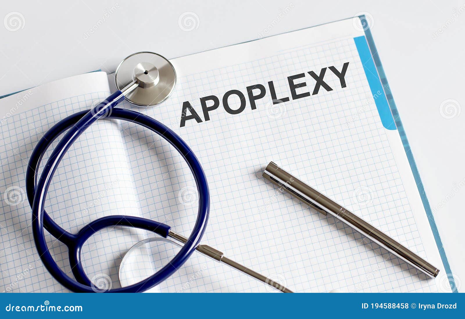 paper with text apoplexy on a table with stethoscope