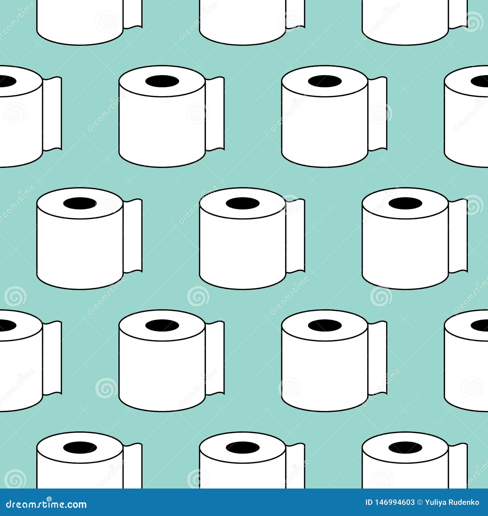 Paper Towel Icon Pattern Seamless Green Background. Editable Outline