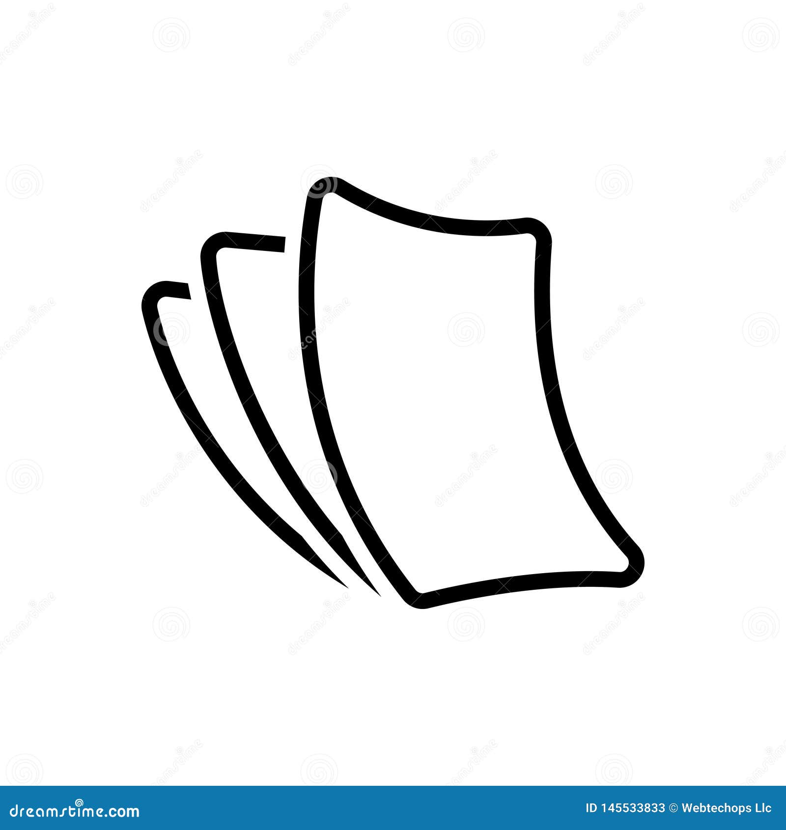 black line icon for paperless, cardboard and paper