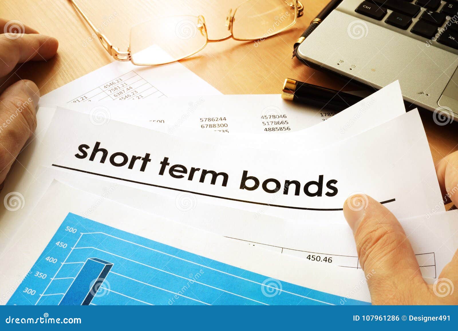 Papers with Title Short Term Bonds. Stock Photo Image of curve, term