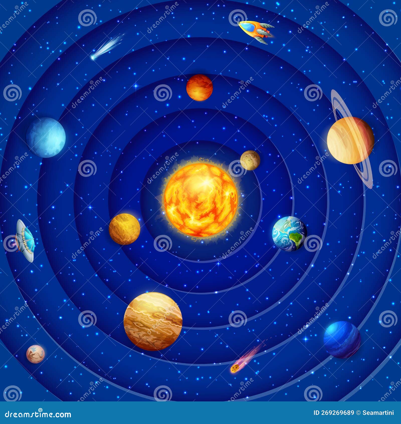 Papier Coupé Système Solaire Dessin Animé Galaxie Planètes Illustration de  Vecteur - Illustration du cosmos, espace: 269269689