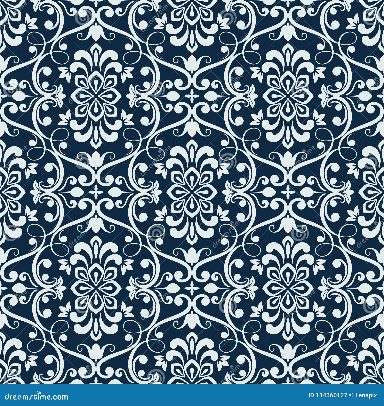 Télécharger gratuitement Images Papier Peint Floral Sans Couture Blanc Et Bleu Fonce Illustration actualisé par