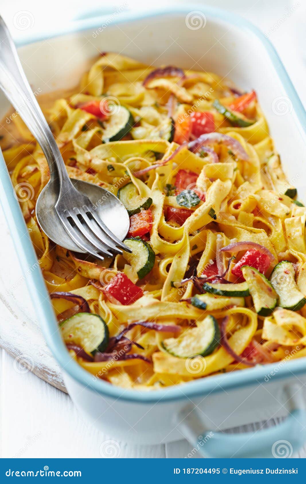 Pappardelle Pasta Baked with Vegetables. Stock Image Image of close