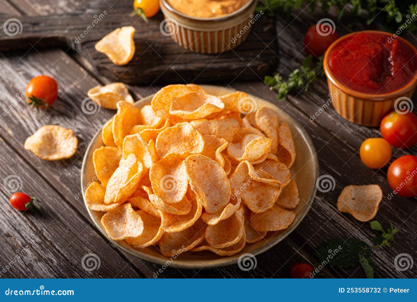 Paprika chips stock photo. Image of isolated, lays, macro 253558732