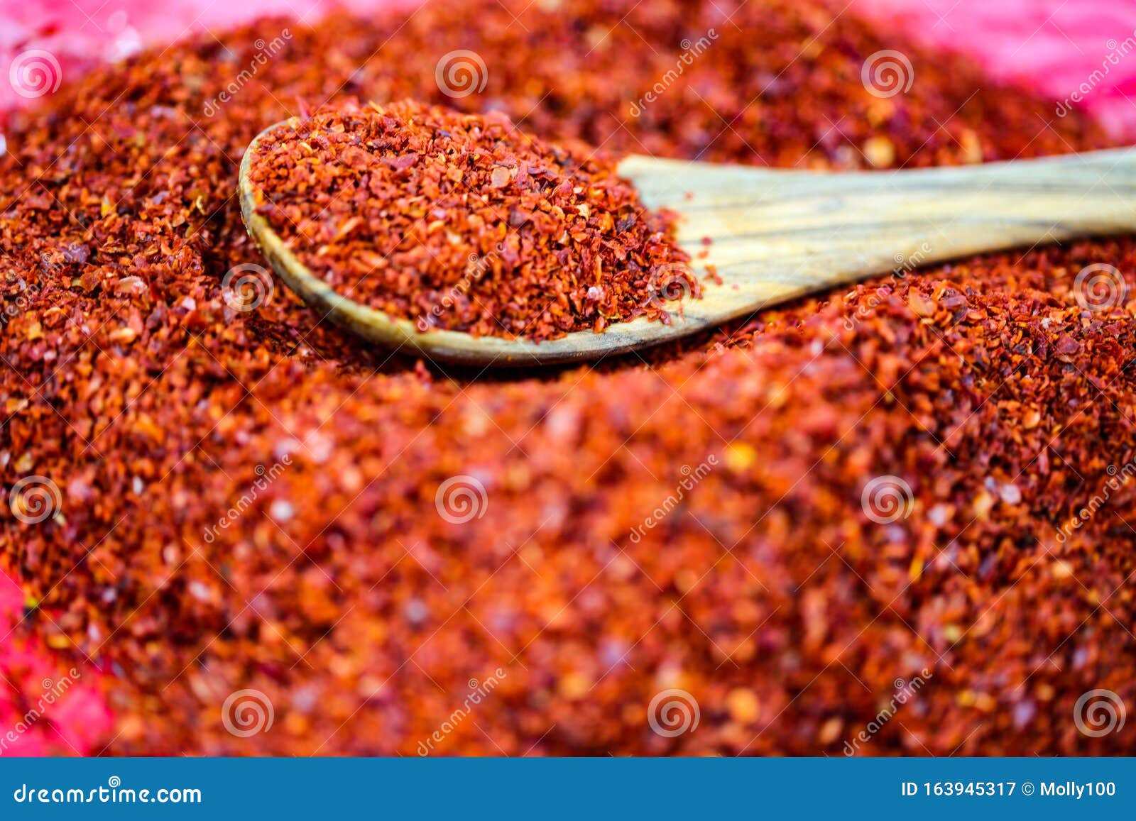 Paprika Flakes with Spoon in Closeup Stock Image Image of rustic