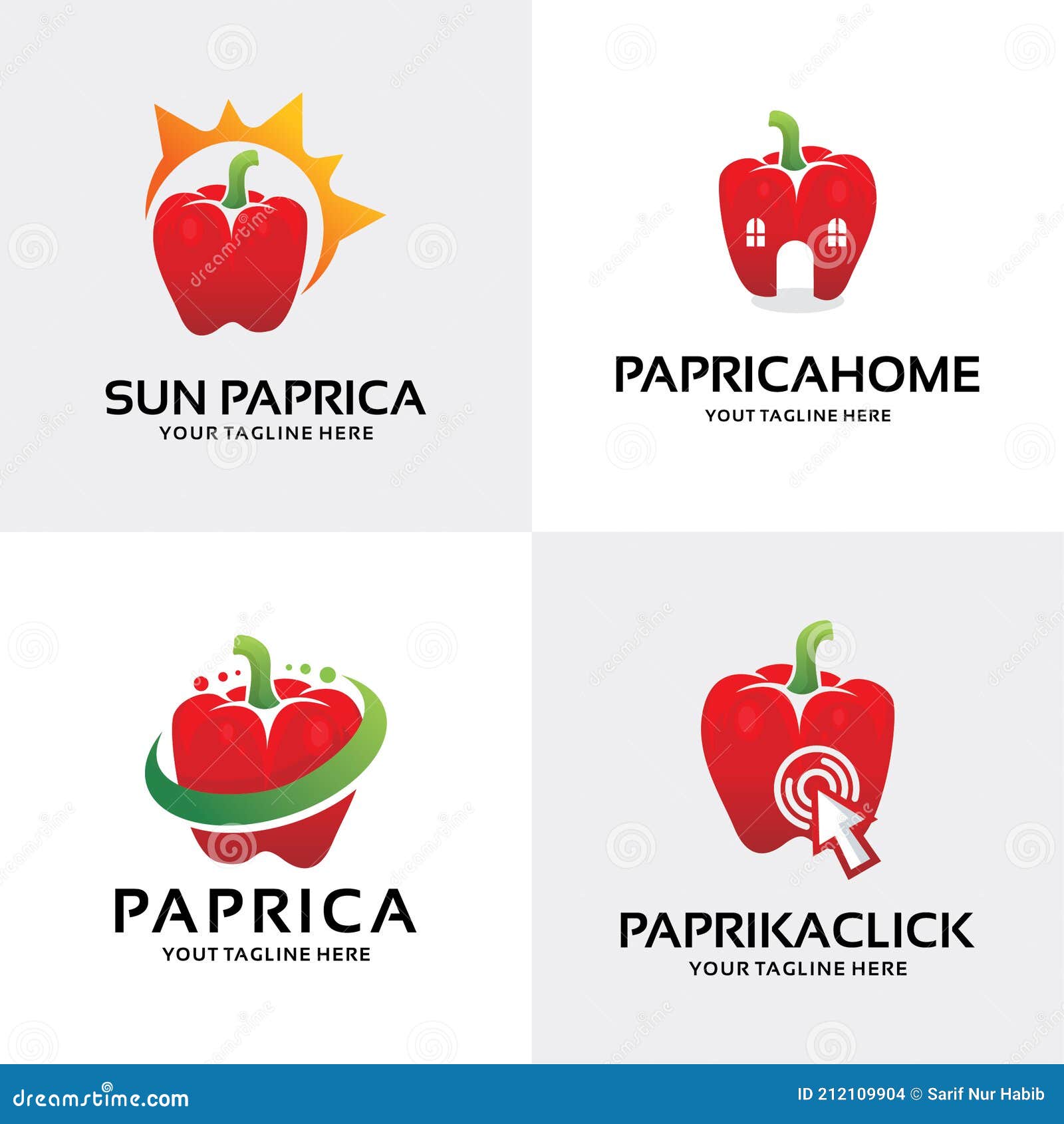 Paprika Logo Set Design Template Collection Stock Vector Illustration