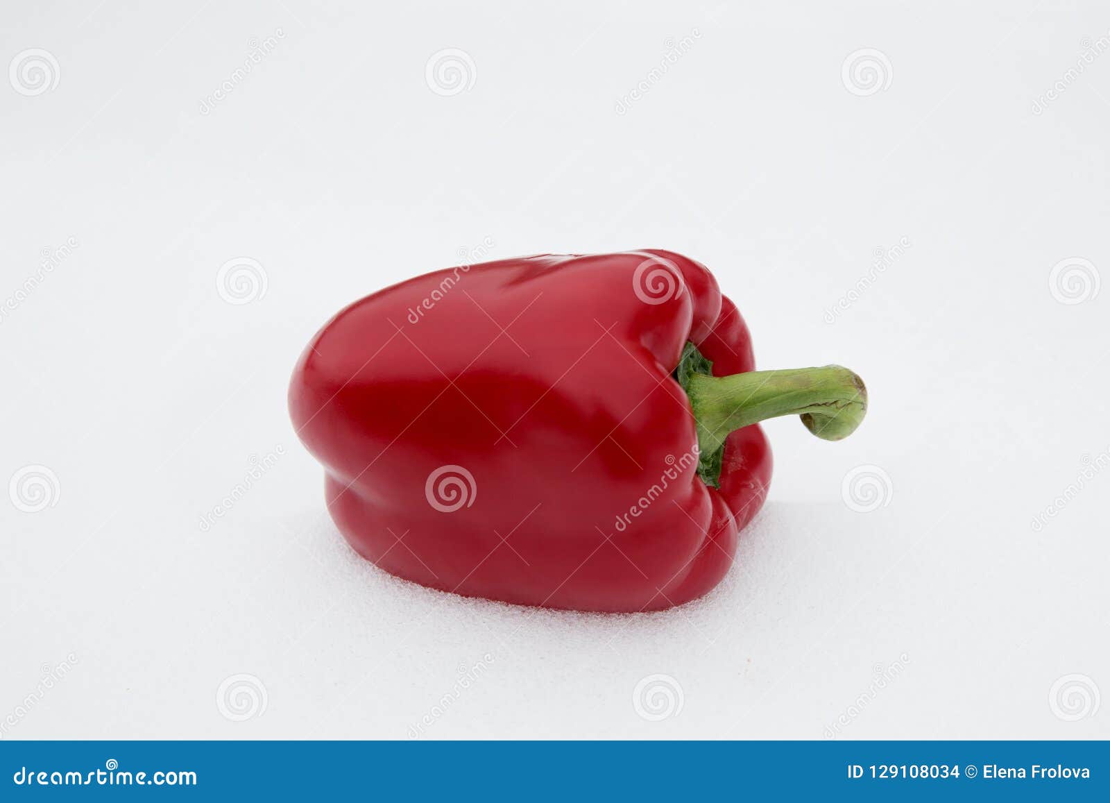 Paprika. Red Bell Pepper on White Snow. Stock Photo Image of