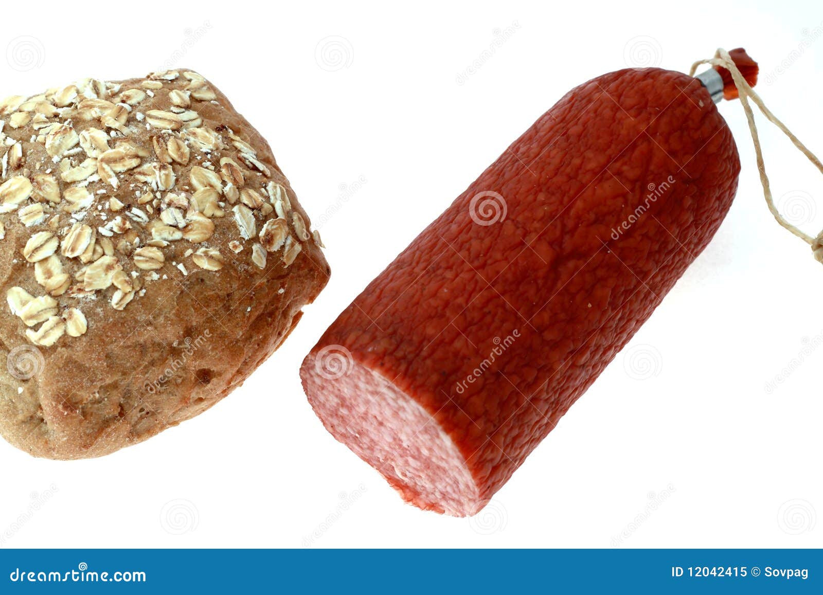 Paprika salami and bread stock image. Image of loaf, meat 12042415