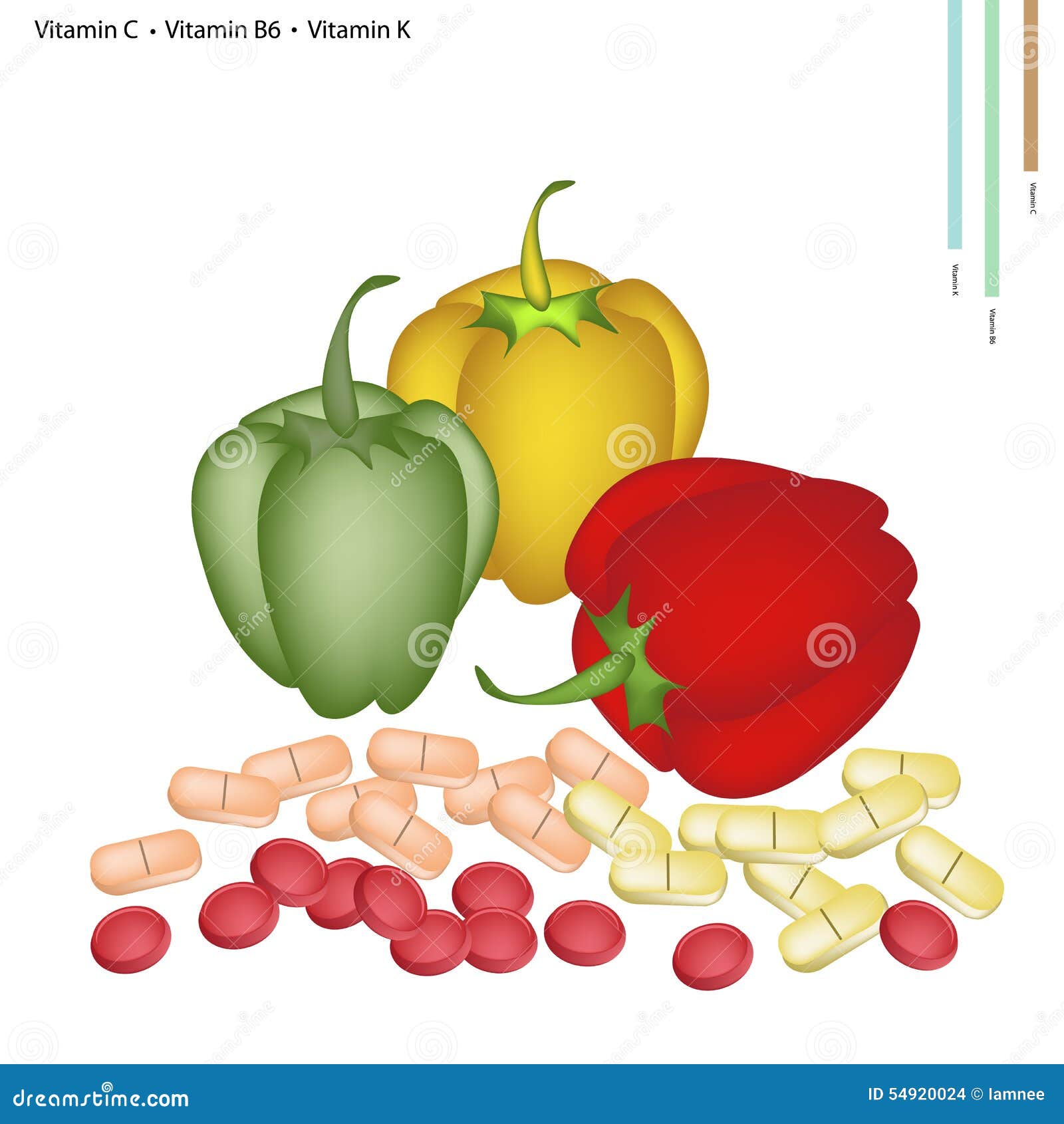 Paprikas Avec La Vitamine C, Le B6 Et Le K Illustration de Vecteur