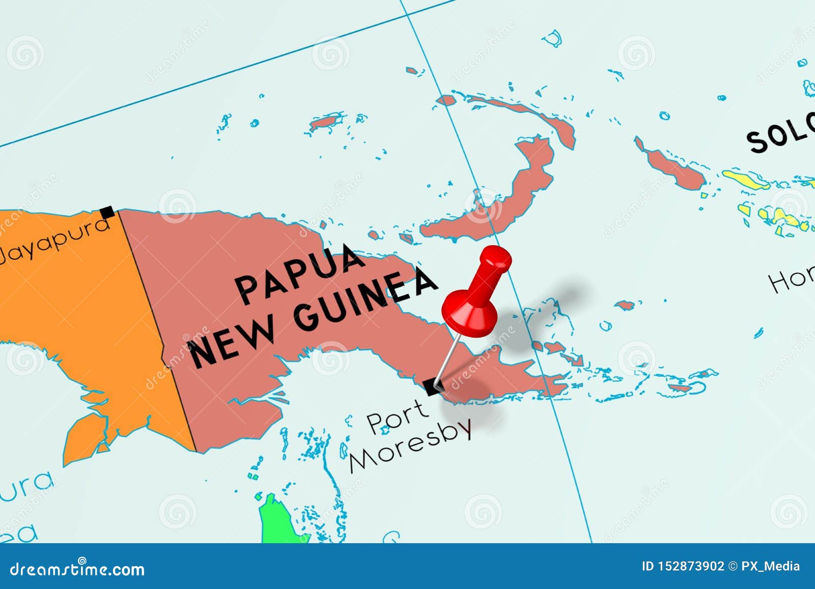 Papua New Guinea Port Moresby Capital City Pinned On Political Map