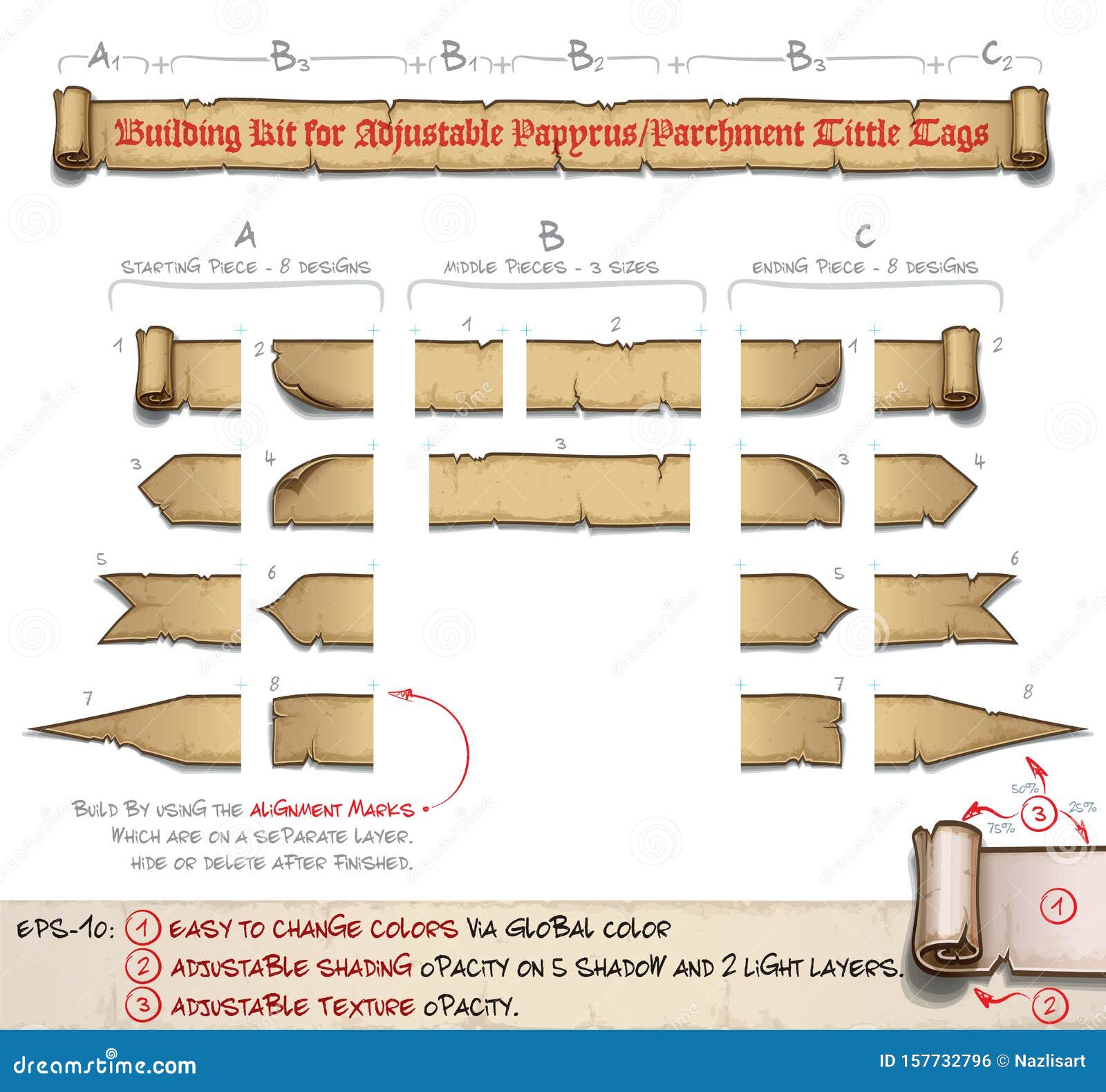 papyrus tittle scroll tags -  building kit