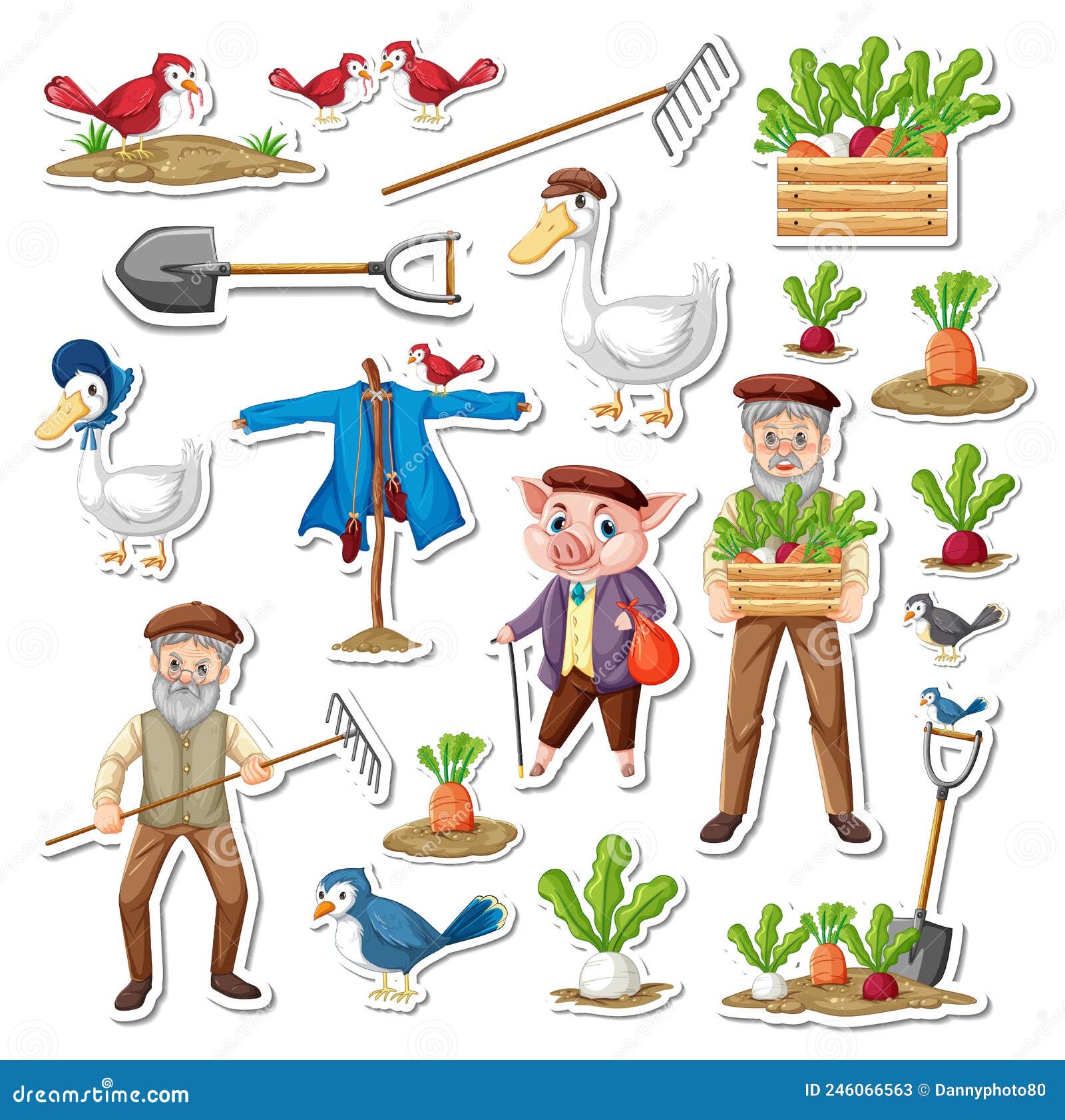 Paquete De Stickers De Objetos De Granja Y Personajes De Dibujos Animados De Antiguos Agricultores Ilustración del Vector - Ilustración de divisa, granja: 246066563 Paquete De Stickers De Objetos De Granja Y Personajes De Dibujos Animados De Antiguos Agricultores Ilustración del Vector - Ilustración de divisa, granja: 246066563