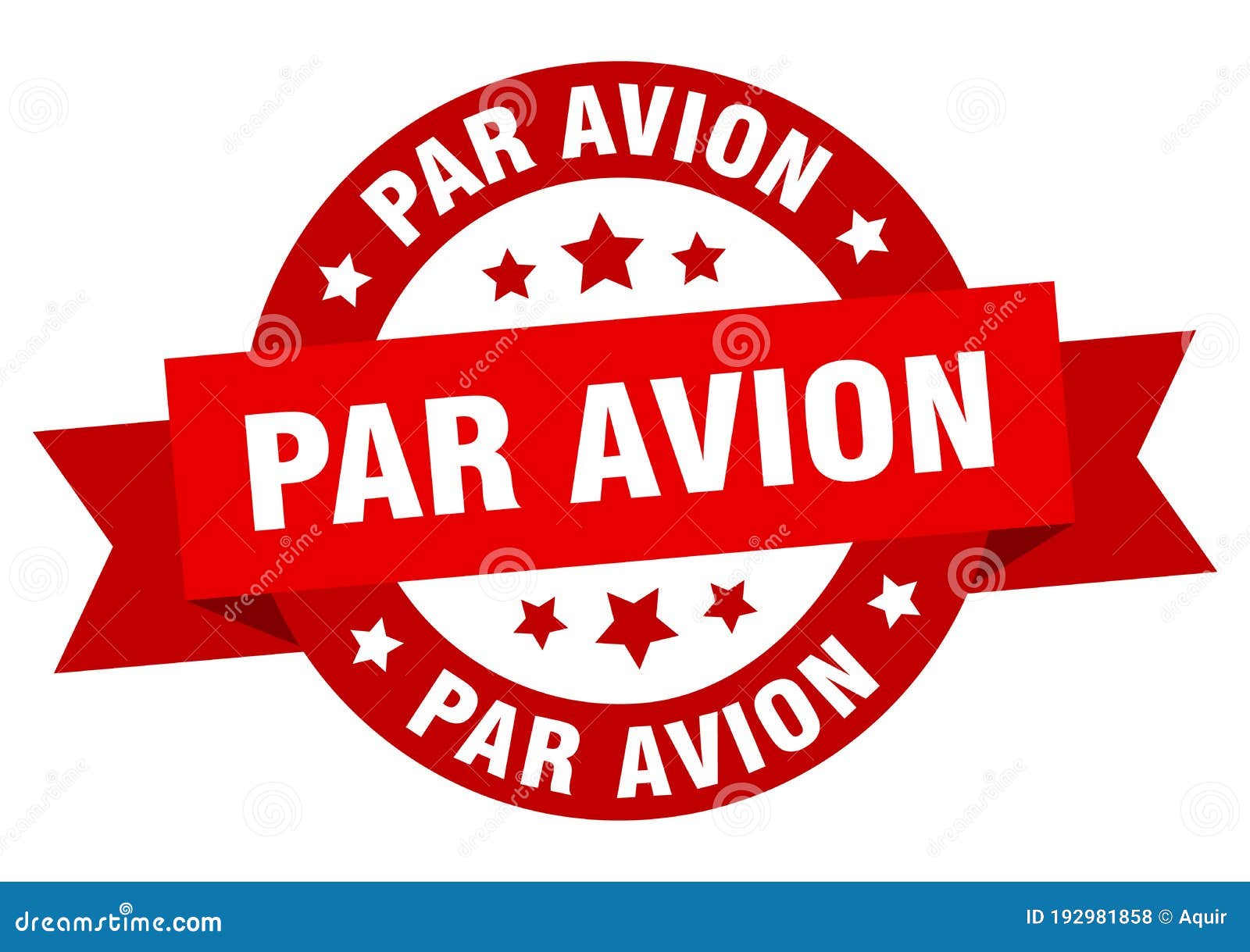 par avion round ribbon  label. par avion sign.