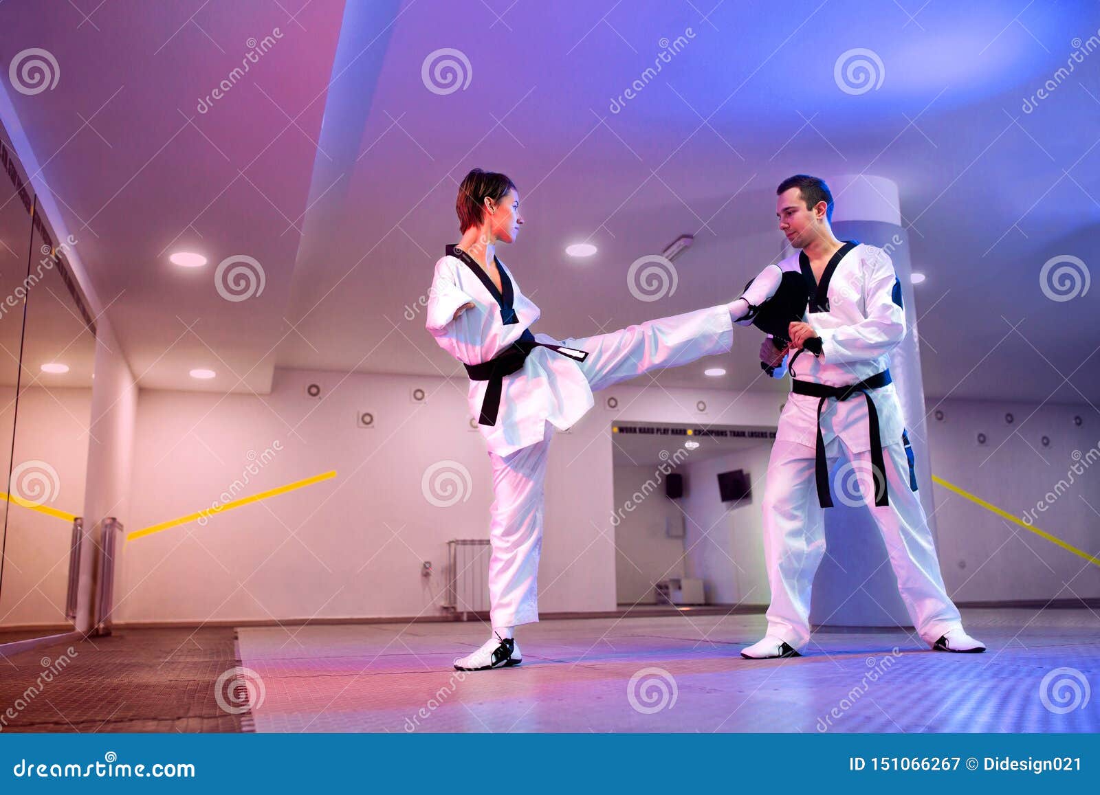 para-taekwondo in purple-blue light background