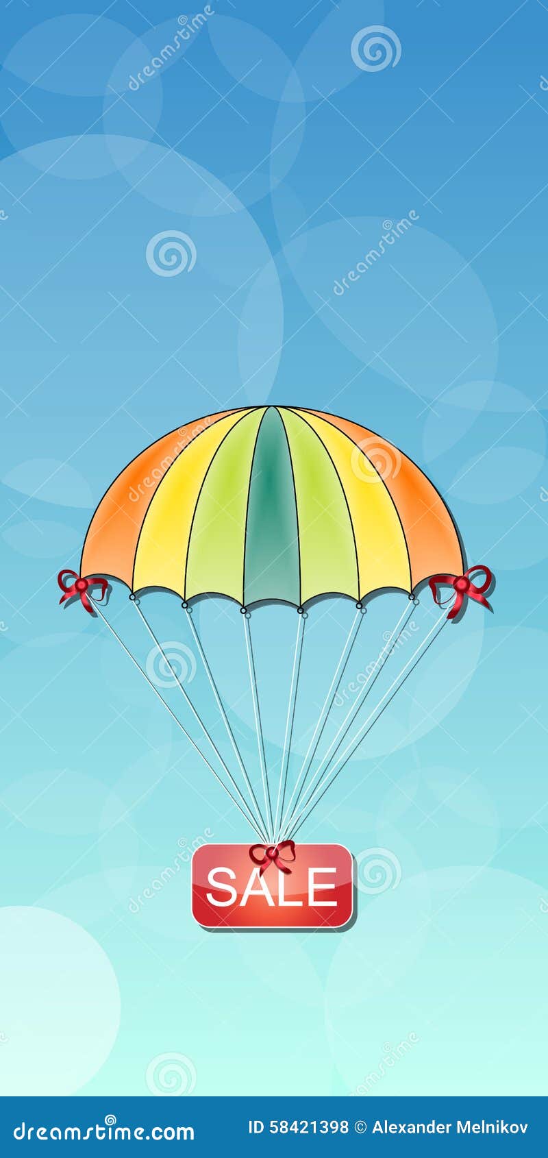 Parachute with the Inscription Discount on an Abstract Background Stock Vector Illustration of