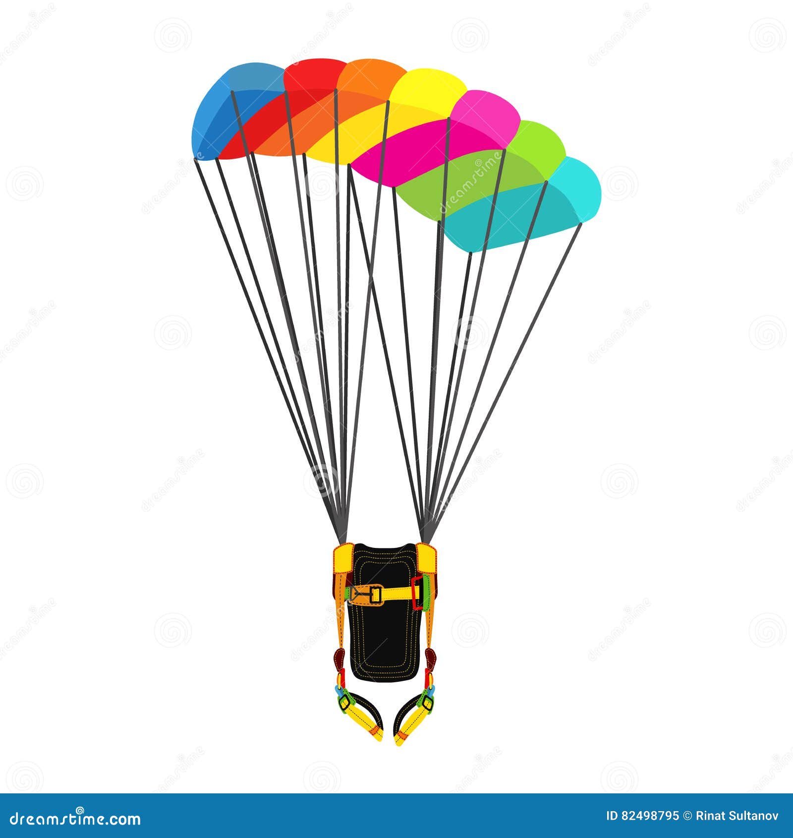 Parachute Pack With Opened Parachute. Skydiving Bright Extreme Sport ...