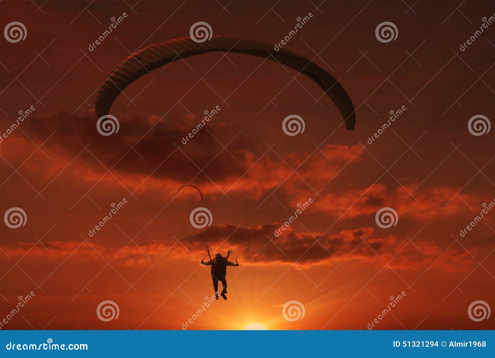parachute in the sunset.