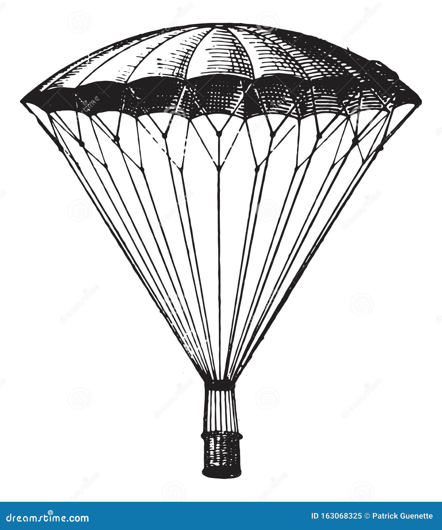 Parachute, Vintage Engraving Stock Vector - Illustration of black ...