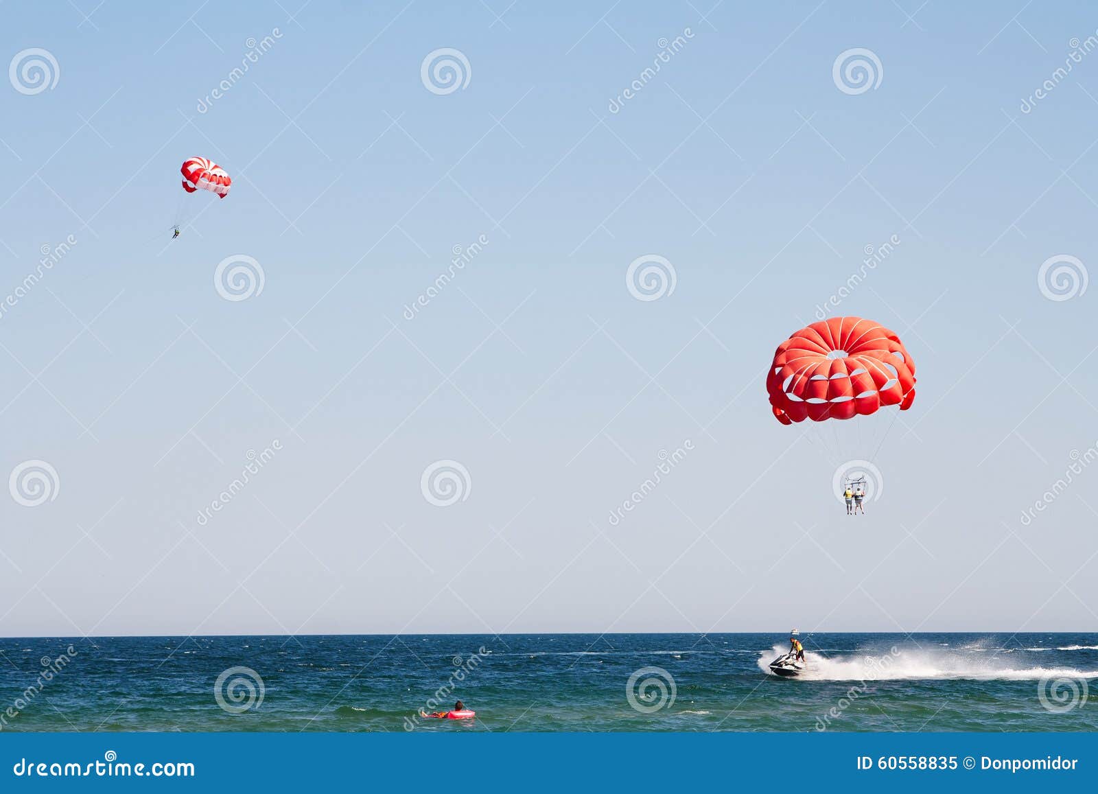Parachuting at sea stock image. Image of extreme, kite 60558835
