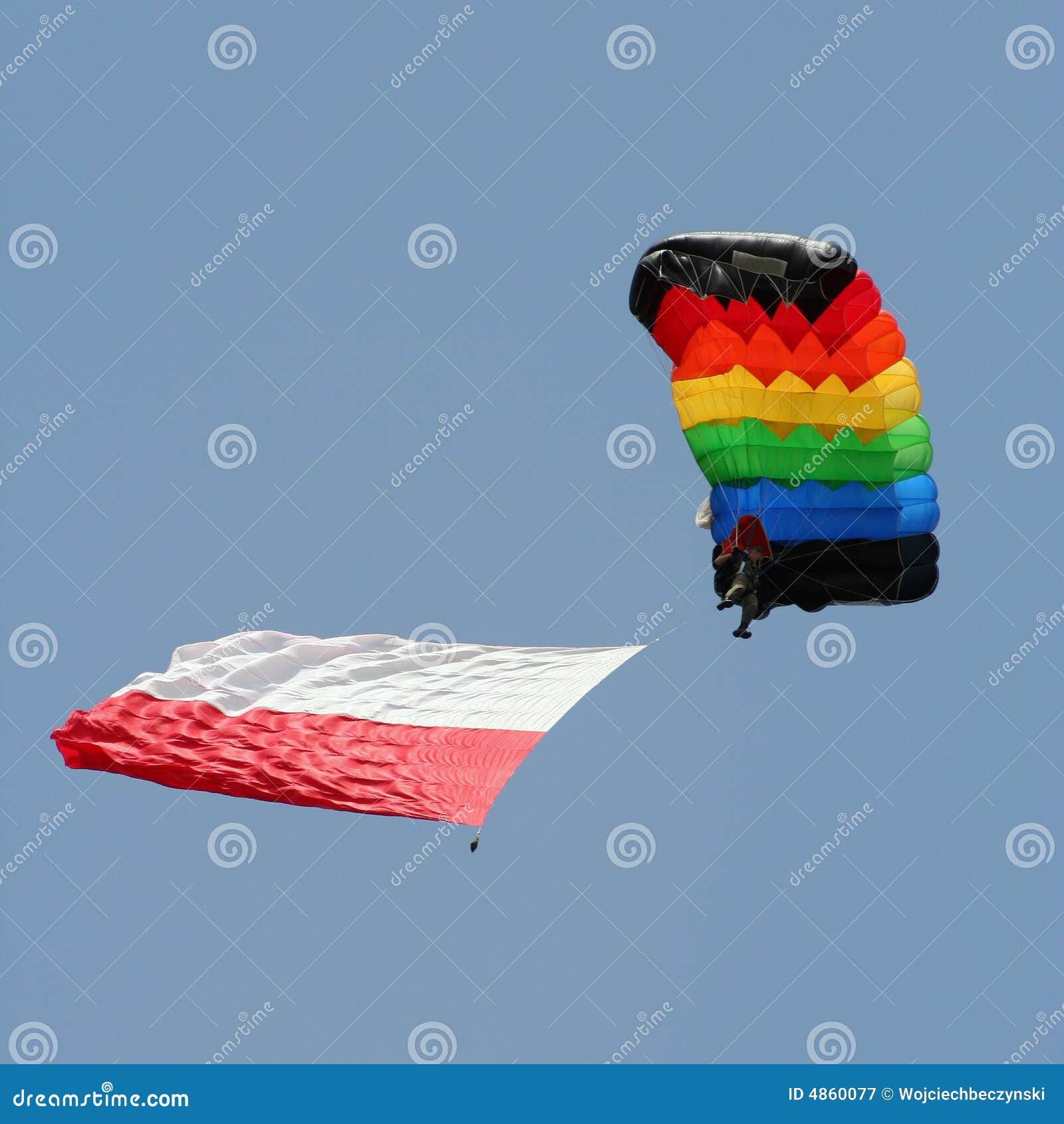 Parachutist with a Colourful Parachute Stock Image Image of military