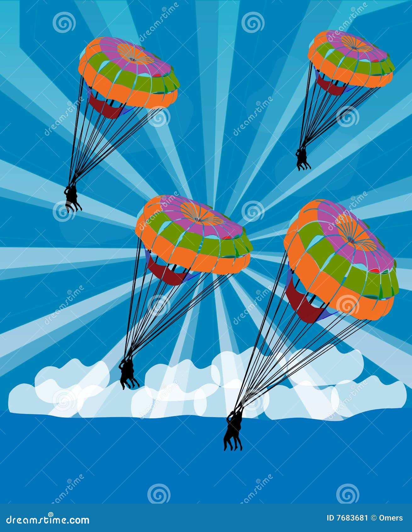 parachutist glide in the sky