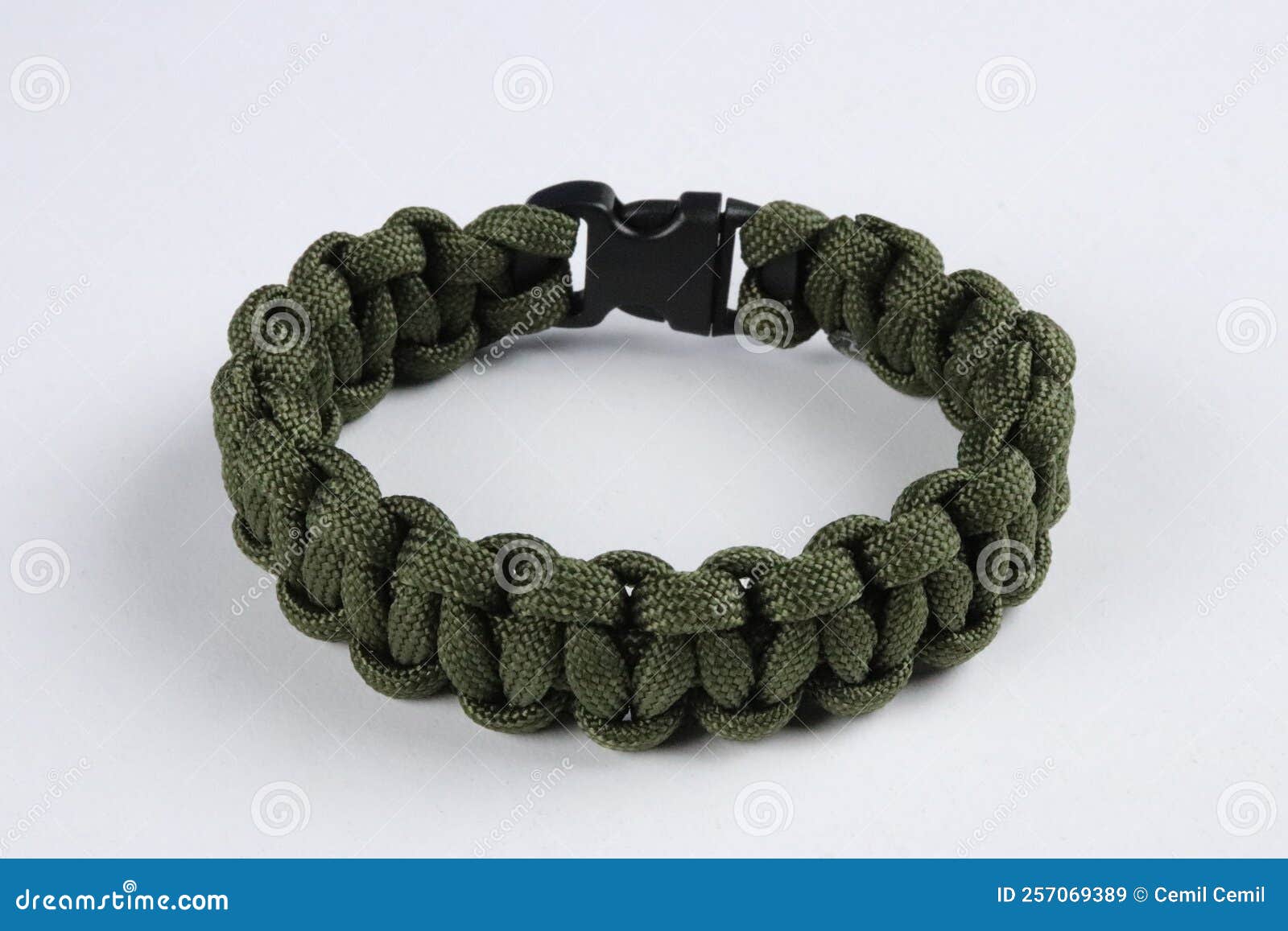 Paracord Survival Bracelet, Military Green Cobra Knot Paracord
