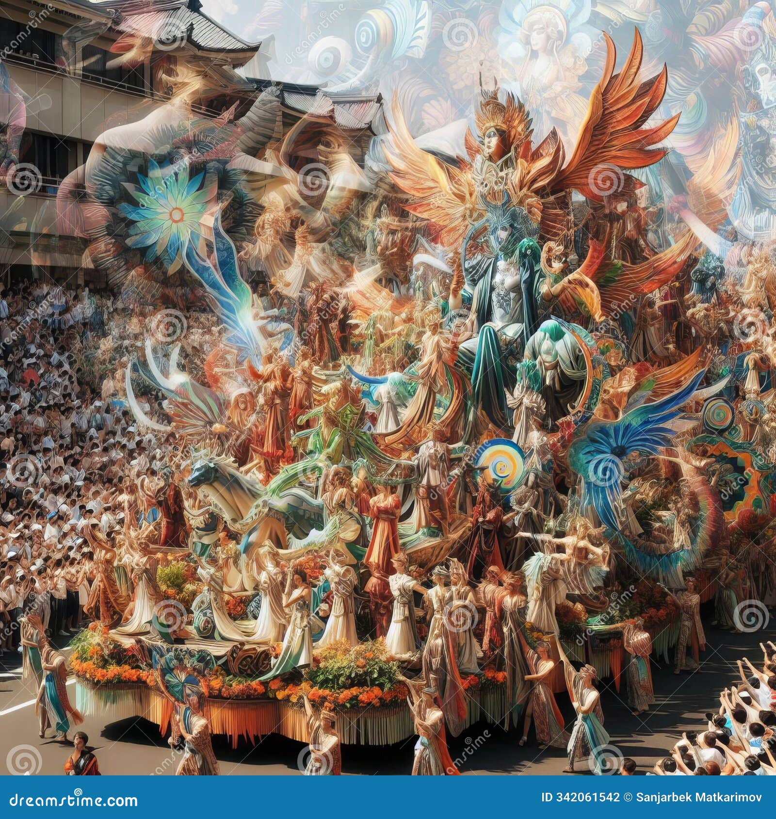 parade layers multiple exposures of a festival parade with diffe