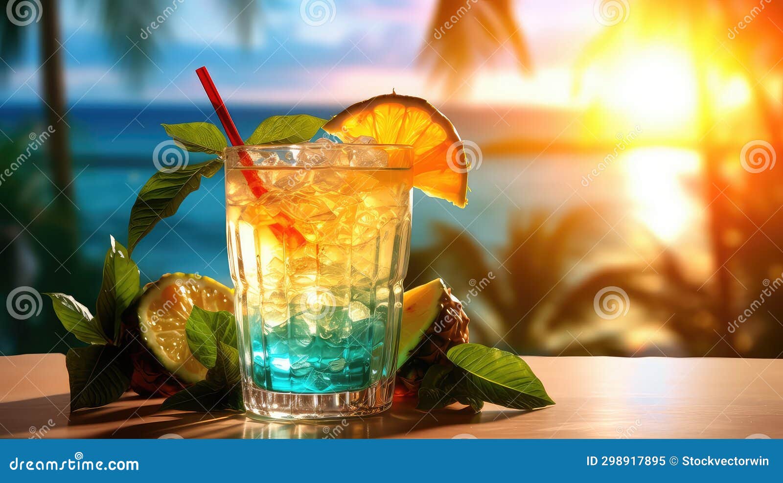 Paradise Beverage Cocktail Drink Tropical Stock Illustration ...