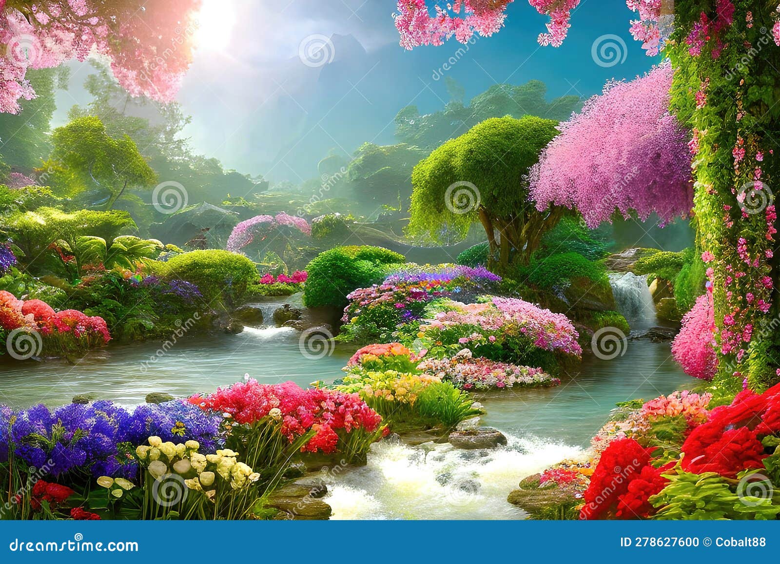 Paradise Garden Full of Flowers, Beautiful Idyllic Background with Many  Flowers in Eden. Generative Ai Stock Illustration - Illustration of nature,  wallpaper: 278627600