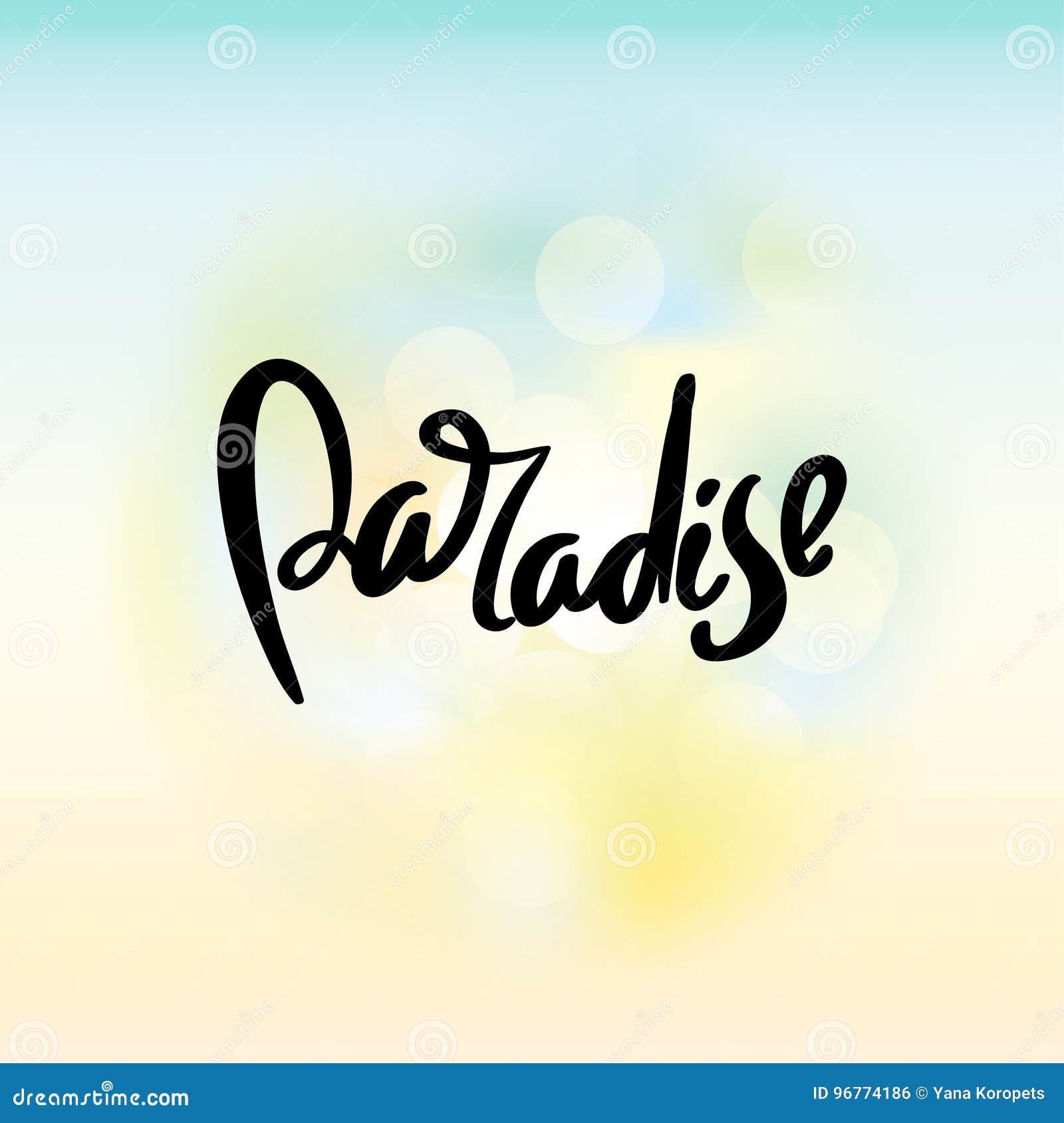 Paradise hand writing lettering with floral background. Design for posters  Stock Photo - Alamy