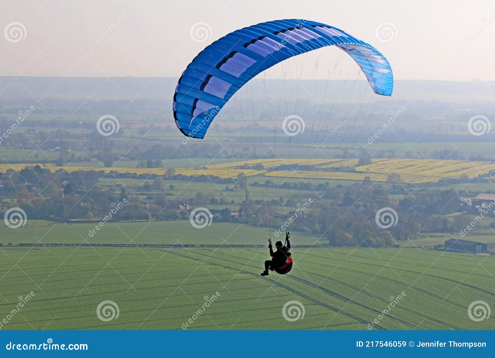 Paraglider Flying at Milk Hill, Wiltshire Editorial Stock Image Image