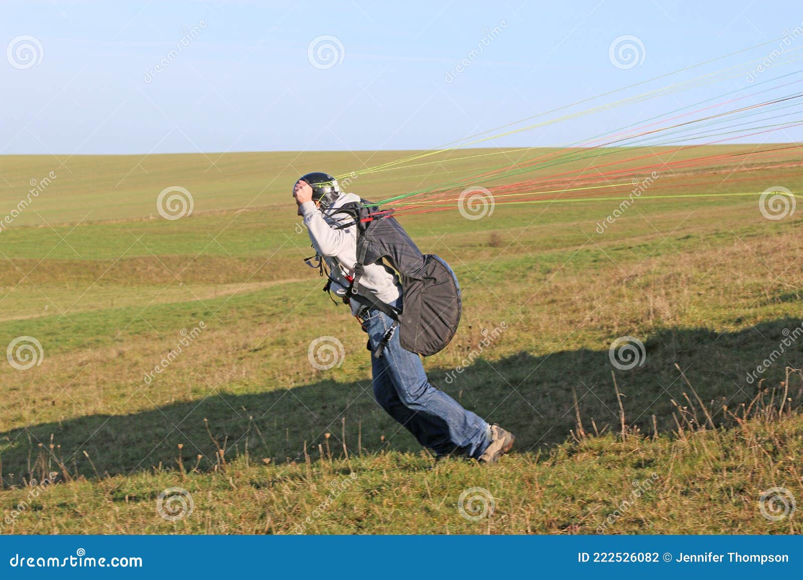 Paraglider Launching at Milk Hill, Wiltshire Editorial Photography