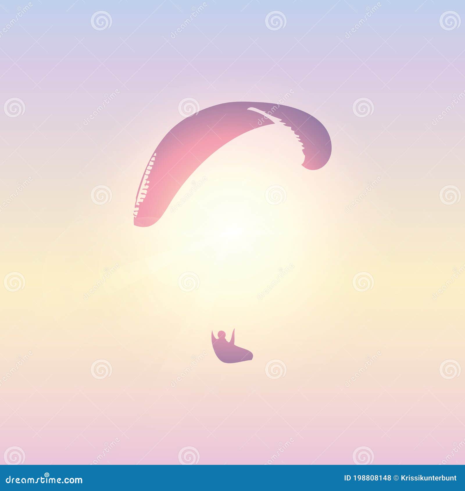 Paraglider Silhouette In Blue Sunny Sky Cartoon Vector | CartoonDealer ...