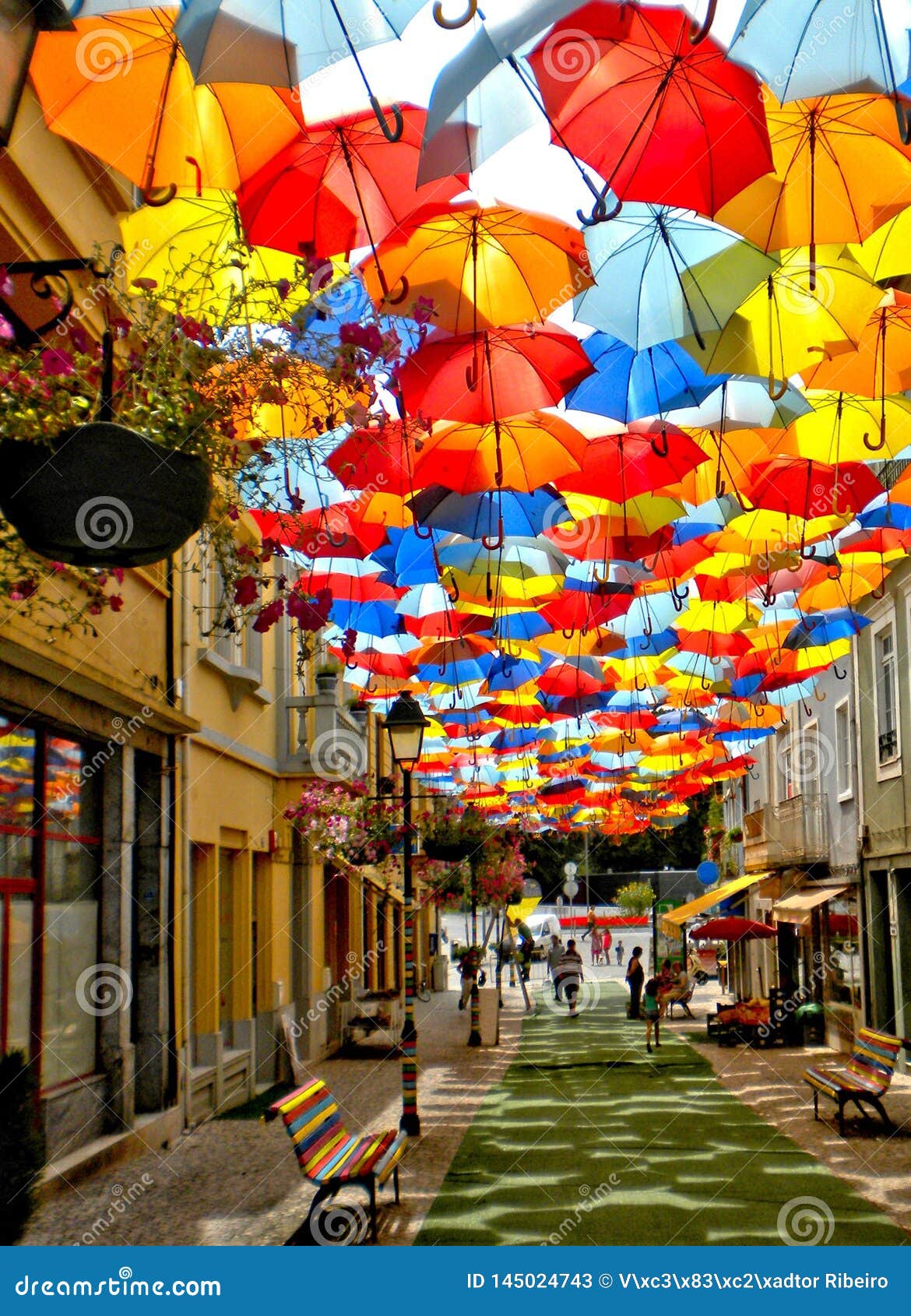 Paraguas de colores en las calles de Agueda por Javier Civantos, Fotografía