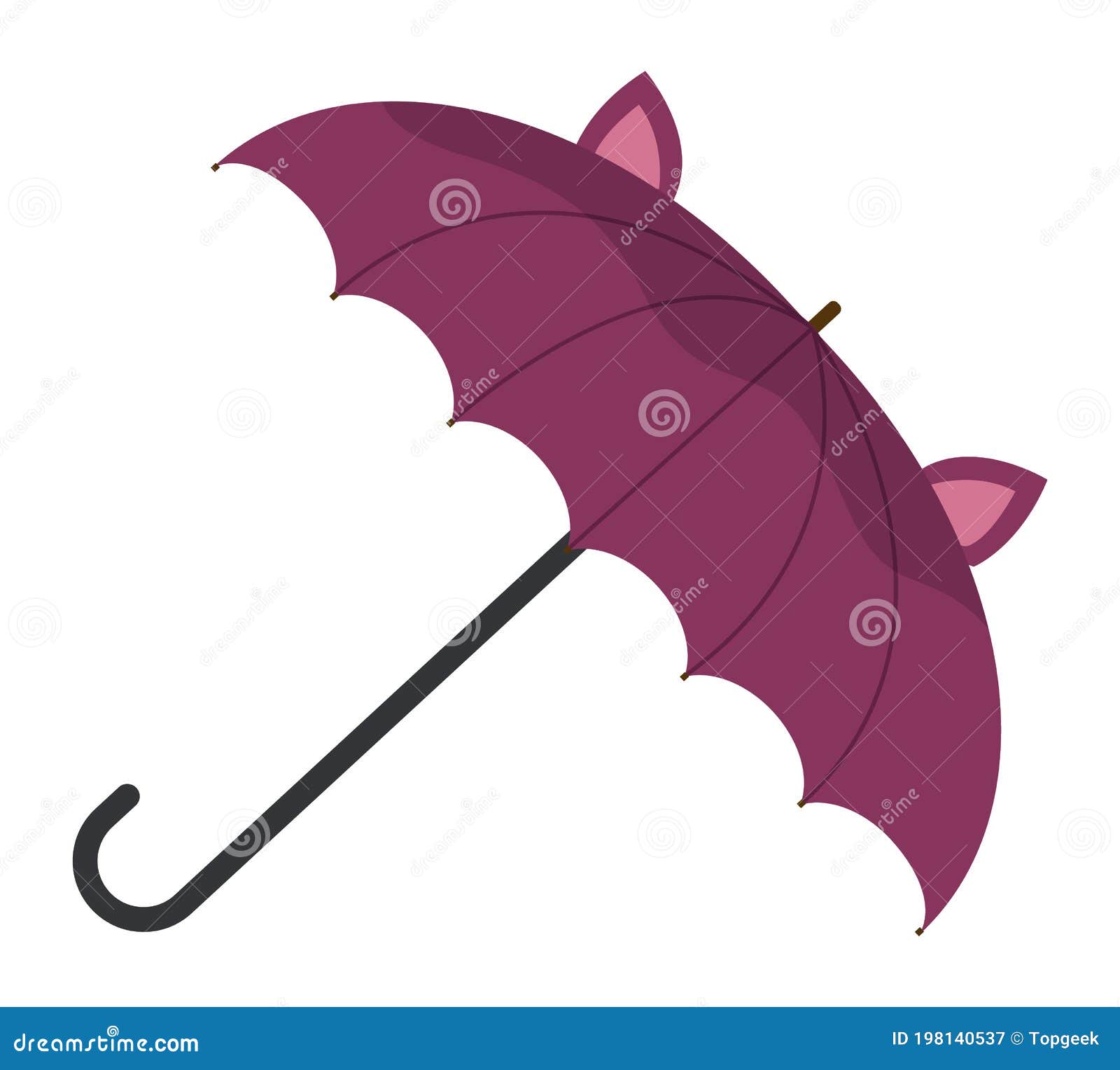 Paraguas Morado Divertido De Los Niños Con Orejas Accesorios Divertidos Para Los Niños Para El Clima Lluvioso Ilustración Vector - Ilustración de muchacha, lluvia: 198140537