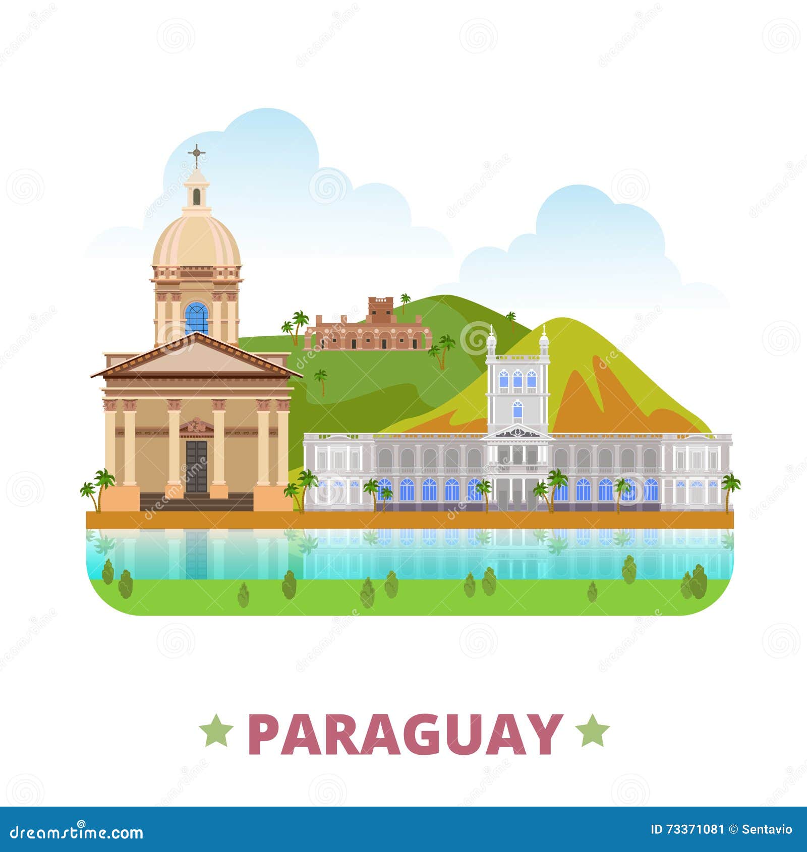 paraguay country  template flat cartoon styl