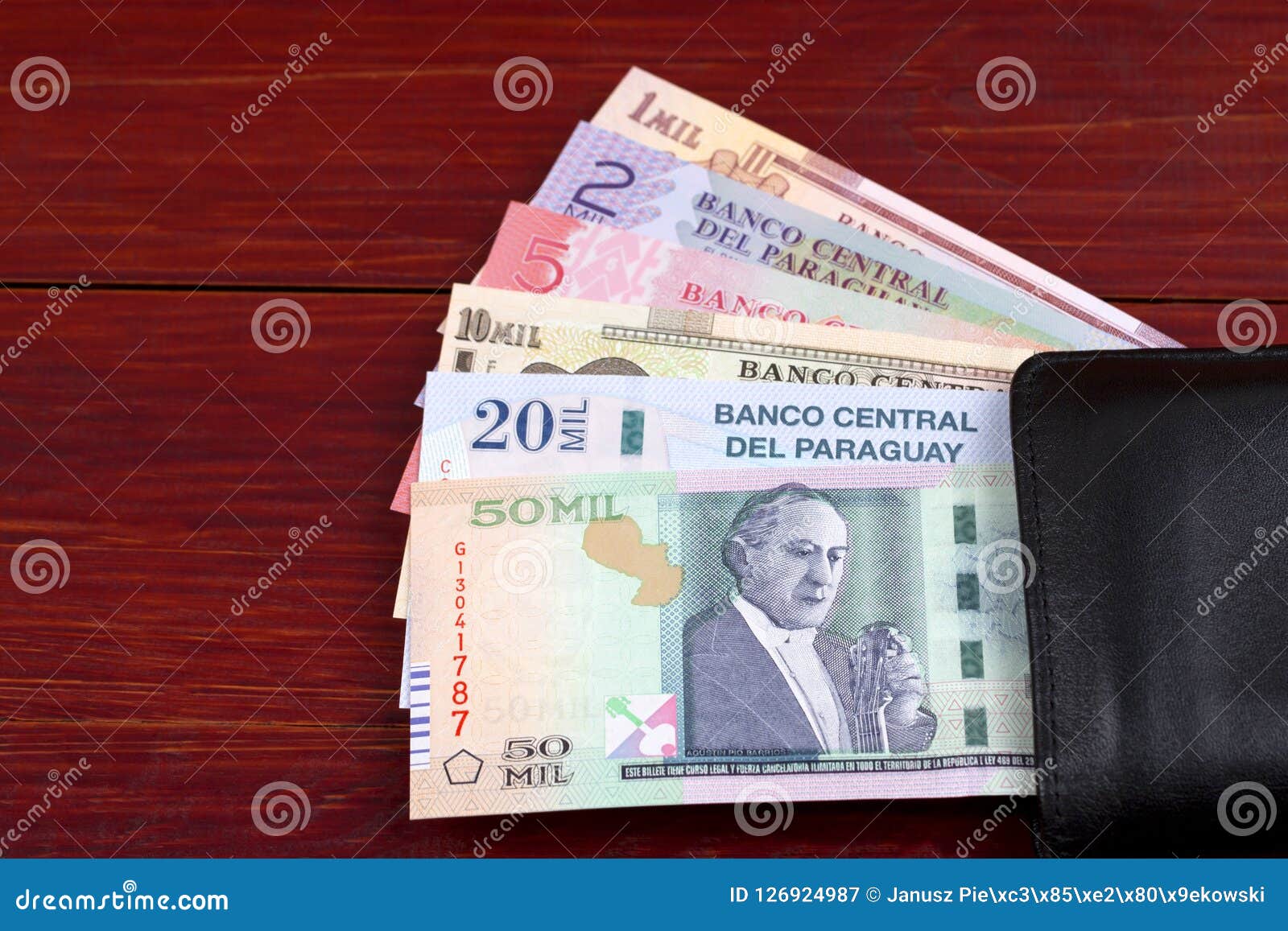 paraguayan guaranies in the black wallet