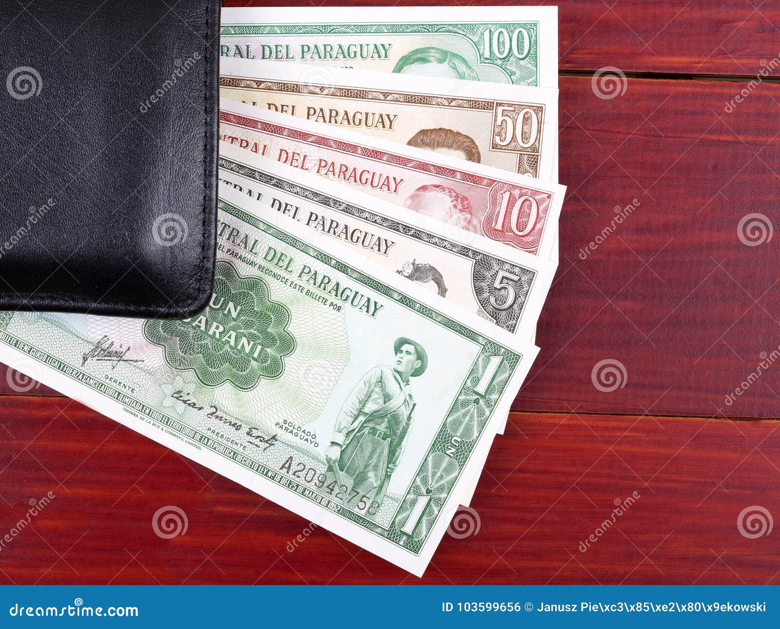 paraguayan money in the black wallet