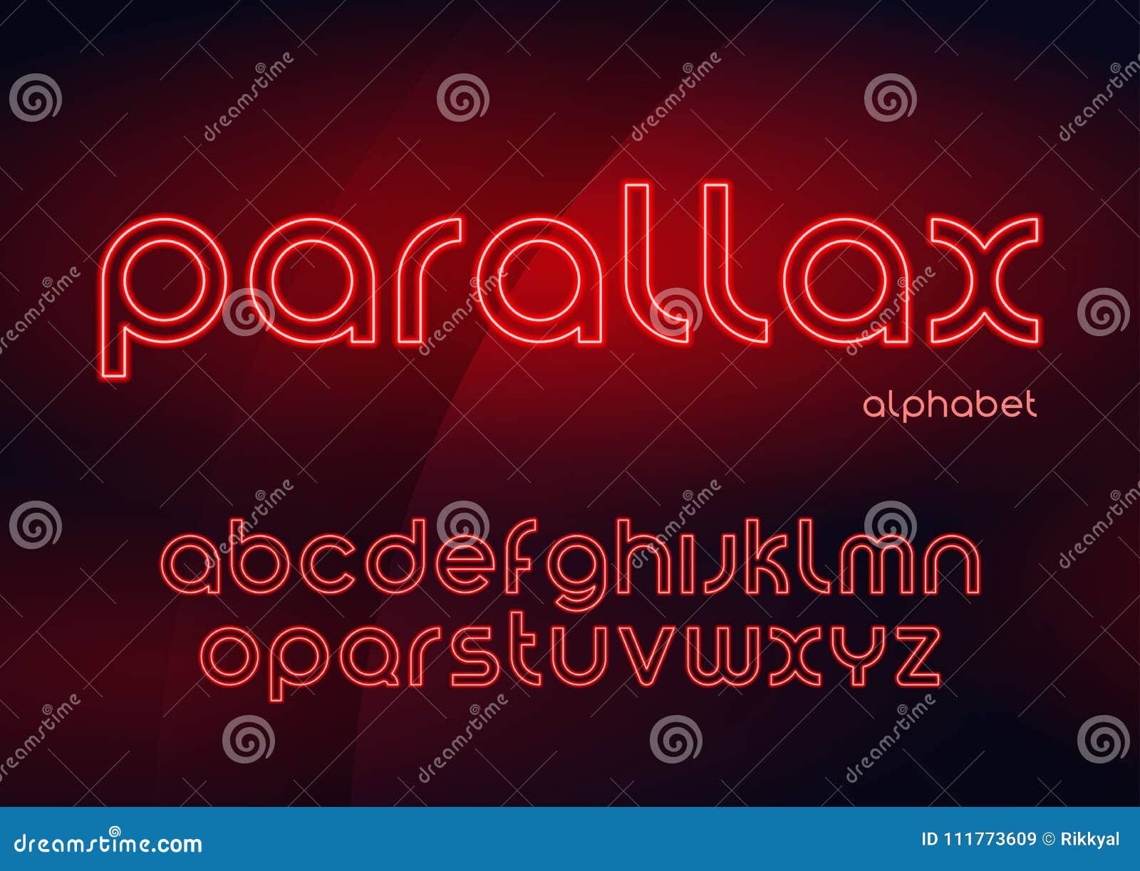 Parallax Vector Linear Neon Typefaces, Alphabet, Letters, Font, Stock