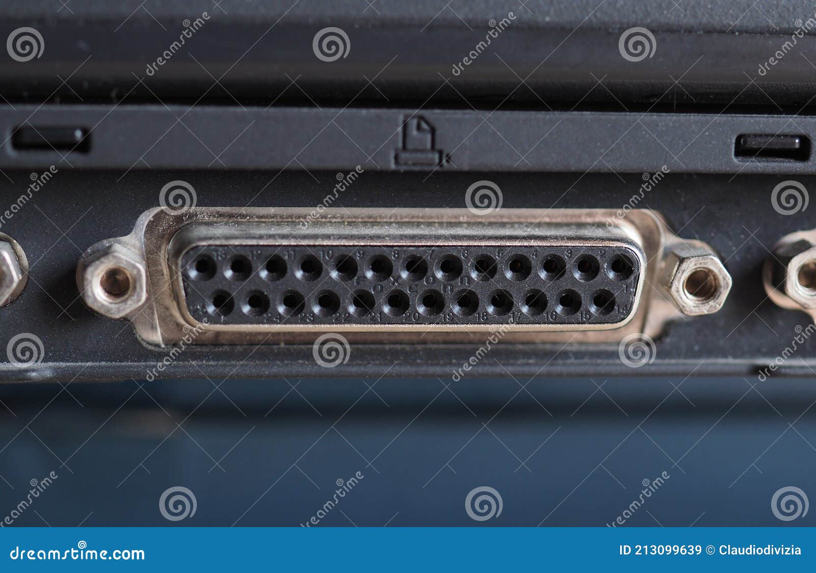 Parallel port on pc stock image. Image of socket, calculator 213099639