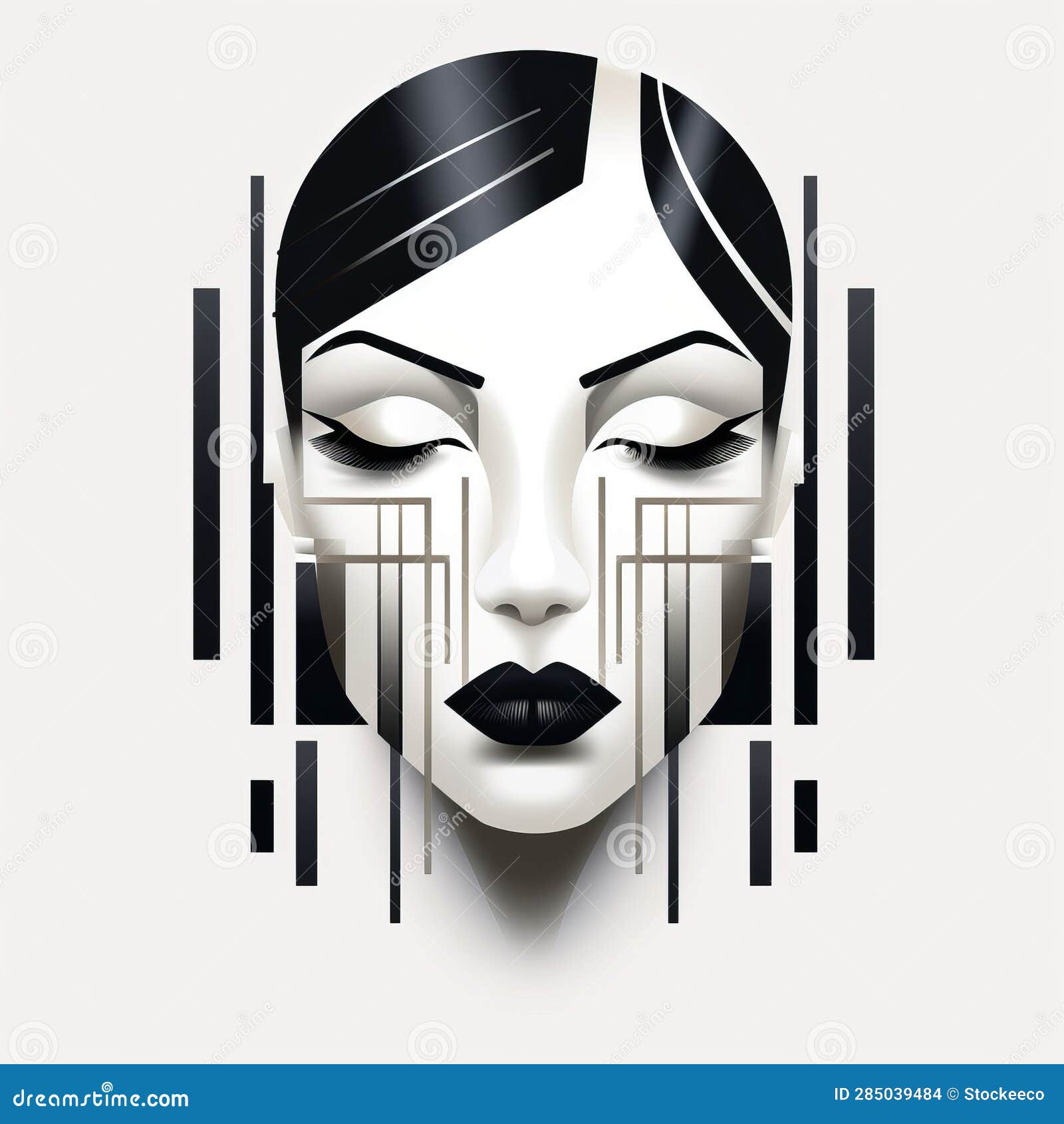 Parallel Vector Art Deco Modern Contrast Line Illustration Stock
