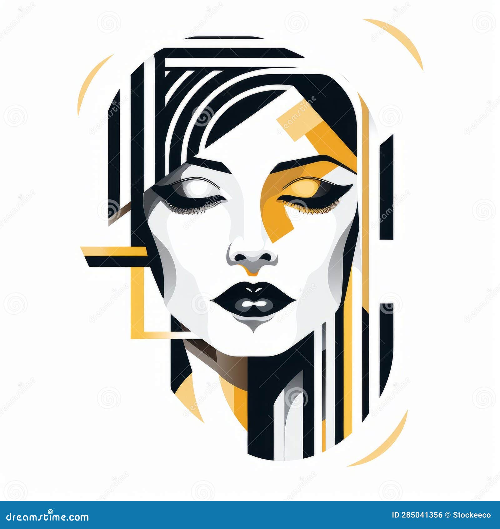 Parallel Vector Art Deco Modern Contrast Line Illustration Stock