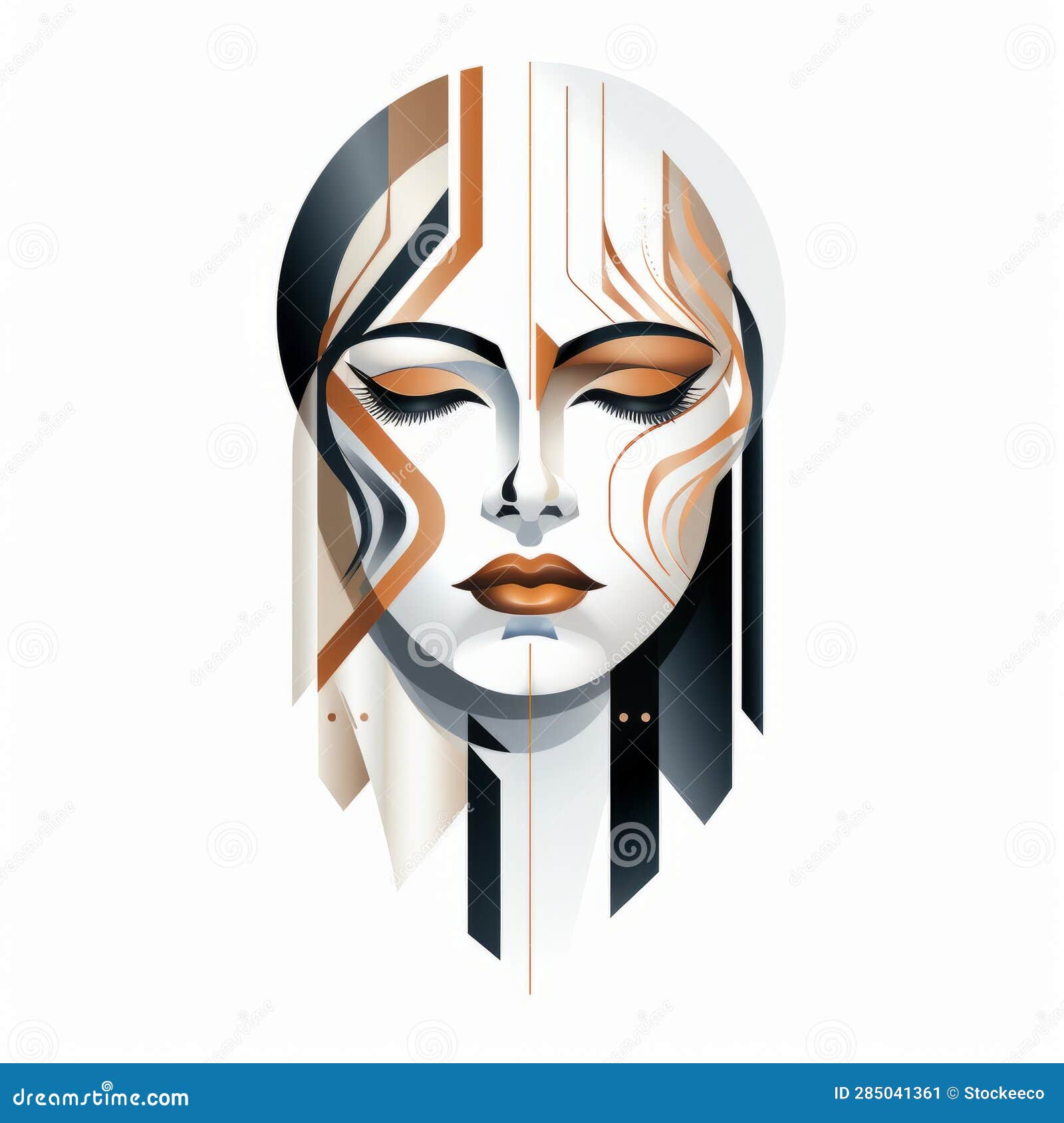 Parallel Vector Art Deco Modern Contrast Line Illustration Stock