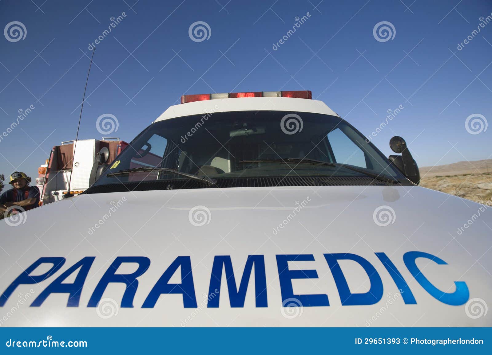 PARAMEDIC Written on a Car stock image. Image of person 29651393