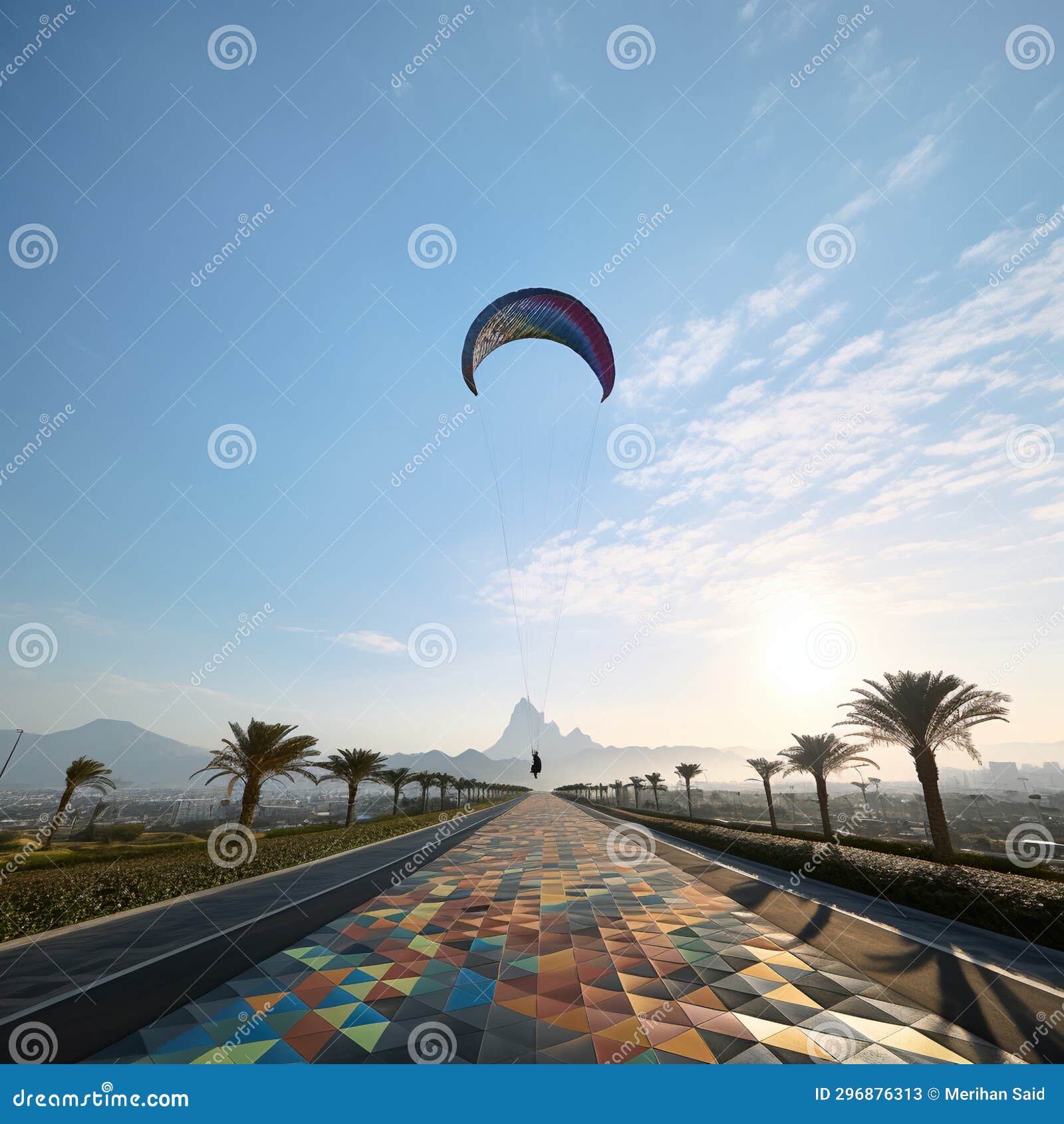 parapente flying in the sky, ai generative.