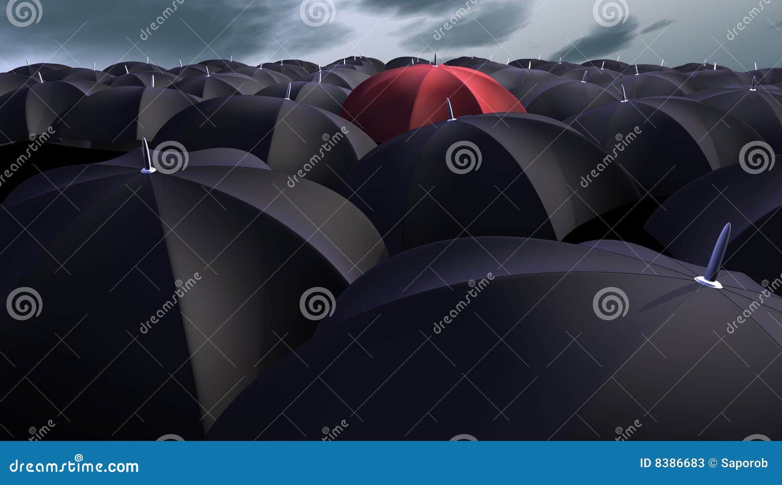 Svarta röda paraplyparaplyer för bild 3d mycket